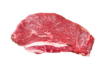 Wall Mural - Marbled prime beef steak, raw top sirloin meat steak.  Transparent background. Isolated.