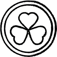 Aufkleber - clover, coin, Ireland vector icon in grunge style