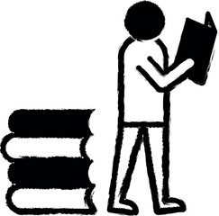 Poster - book read vector icon in grunge style