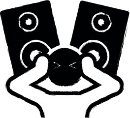Poster - music man vector icon in grunge style