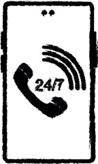Aufkleber - call, phone, service, support vector icon in grunge style