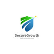 Secure growth logo - safe chart icon vector template