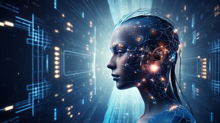 Poster - cutting-edge technology: machine learning, ai, deep learning, blockchain, neural network - futuristi