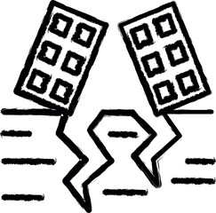 Aufkleber - Buildings, fault, abyss vector icon in grunge style