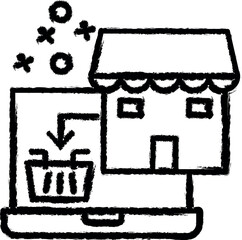 Fototapete - Laptop shopping basket vector icon in grunge style