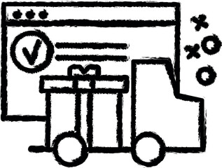 Fototapete - Truck deliver gift commerce vector icon in grunge style