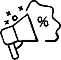 Aufkleber - Megaphone percent shopping vector icon in grunge style