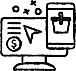 Fototapete - Basket dollar vector icon in grunge style