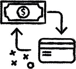 Poster - Card shop dollar vector icon in grunge style