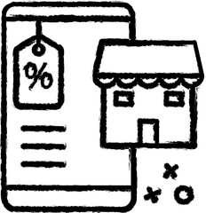 Fototapete - Shopping percent commerce sale vector icon in grunge style
