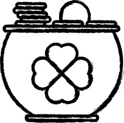 Aufkleber - Patrick day, clover, coin, gold, pot vector icon in grunge style