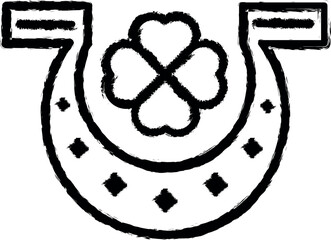 Aufkleber - Patrick day, clover, horseshoe, luck vector icon in grunge style
