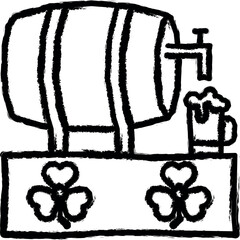 Aufkleber - Barrel, beer, glass, clover vector icon in grunge style
