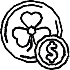 Aufkleber - Clover, coins vector icon in grunge style