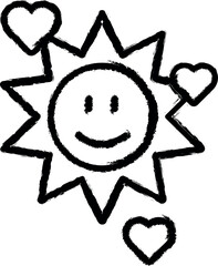 Poster - Sun smile hearts vector icon in grunge style