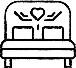Poster - Bed love heart vector icon in grunge style