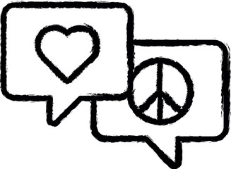 Aufkleber - Chat bobble heart peace symbol vector icon in grunge style