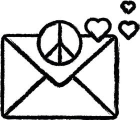 Aufkleber - Letter love peace symbol vector icon in grunge style