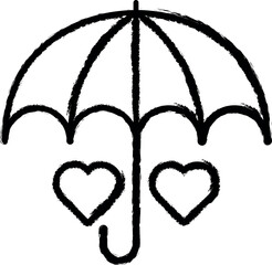 Poster - Umbrella, love, heart vector icon in grunge style