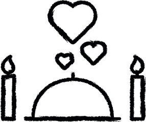 Poster - Menu, dinner, love, heart vector icon in grunge style