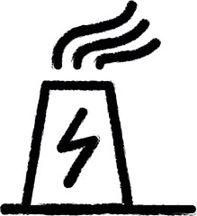 Aufkleber - Power plant, pollution, nuclear line vector vector icon in grunge style