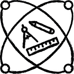 Poster - Ruler pen school vector icon in grunge style