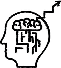 Poster - Brainstorm head school vector icon in grunge style