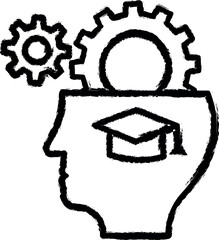 Aufkleber - Brain gear school vector icon in grunge style