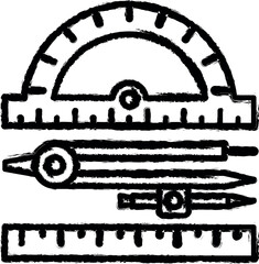 Aufkleber - School equipment rulers vector icon in grunge style