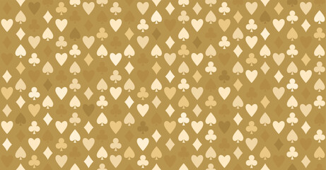 Wall Mural - Gold seamless pattern with card suits