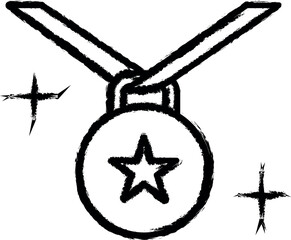 Aufkleber - Medal, sport vector icon in grunge style