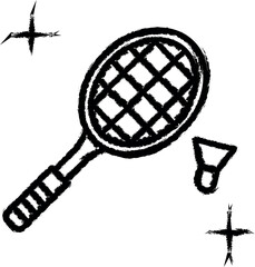 Poster - Badminton, sport vector icon in grunge style