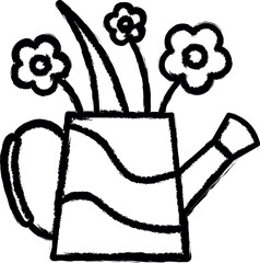 Aufkleber - Watering can, flowers vector icon in grunge style