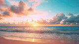 Fototapeta Zachód słońca - Beautiful sunset on the beach. Seascape. Nature background.
