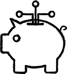 Poster - scheme and money pig vector icon in grunge style