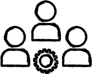 Aufkleber - staff management mechanism vector icon in grunge style