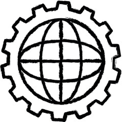 Aufkleber - world mechanism vector icon in grunge style