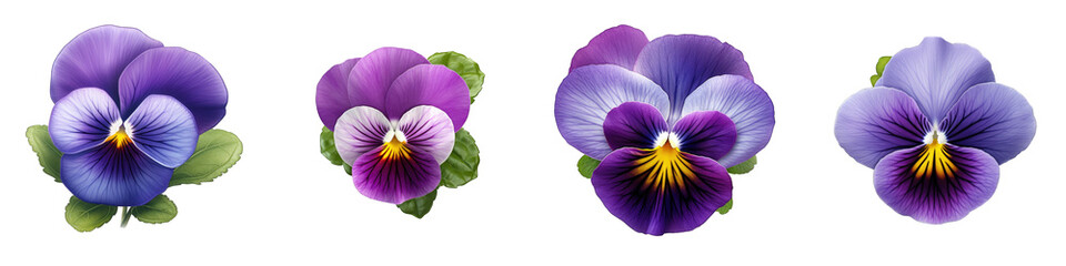 Wall Mural - Pansy clipart collection, vector, icons isolated on transparent background