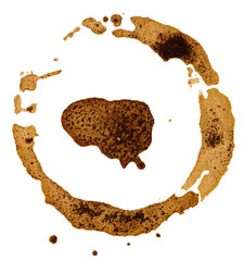 Poster - Imprint of spilled black coffee on a white isolated background