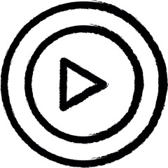 Aufkleber - Play circular button, theatre vector icon in grunge style