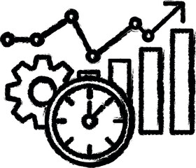 Aufkleber - Time management, analysis, analytic, data, efficiency, information vector icon in grunge style