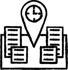 Aufkleber - Time management, gps, location, navigation, place, time vector icon in grunge style