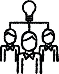 Poster - Time management, team work, brainstorming vector icon in grunge style