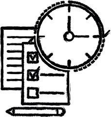 Aufkleber - Time management, checklist vector icon in grunge style