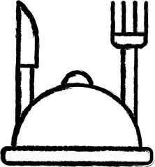 Aufkleber - Dinner, fork, knife, service vector icon in grunge style