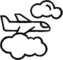 Aufkleber - Plane, flight, clouds vector icon in grunge style