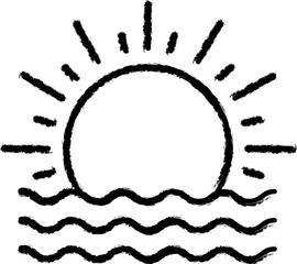 Poster - Sunset, sea, travel vector icon in grunge style