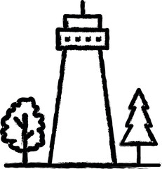 Poster - Lighthouse, tree, travel vector icon in grunge style