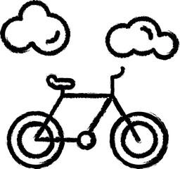 Poster - Cycle, travel, clouds vector icon in grunge style