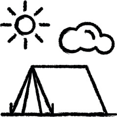 Aufkleber - Tent, travel, cloud vector icon in grunge style